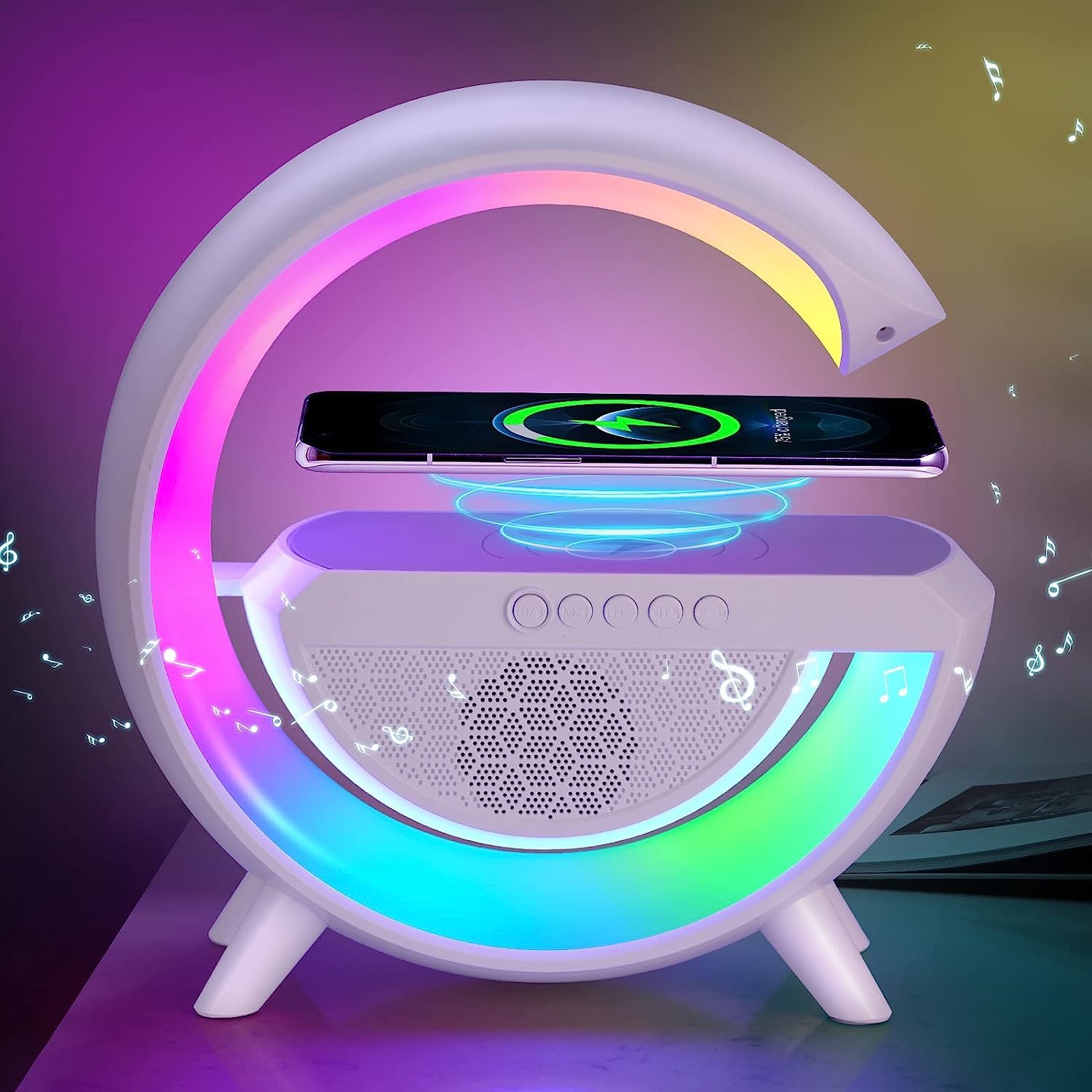 3-in-1 LED night lamp with Bluetooth speaker and wireless charger 3-in-1 LED night lamp with Bluetooth speaker and wireless charger